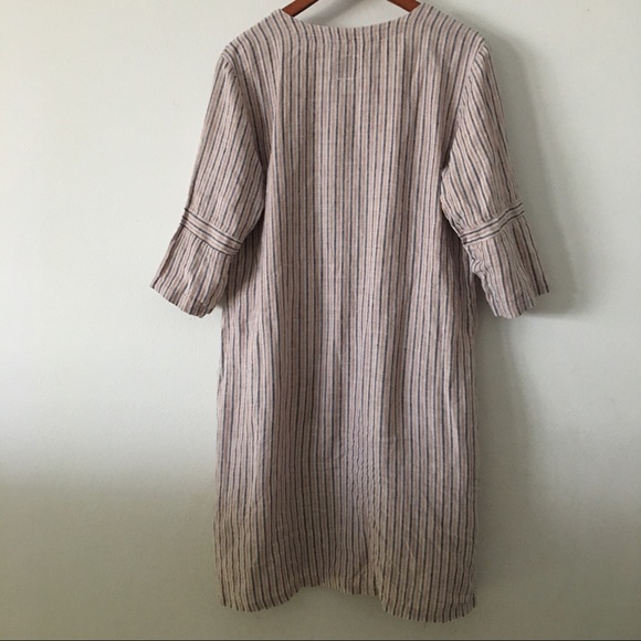 Striped Linen Dress Sz M - Picture 3 of 8